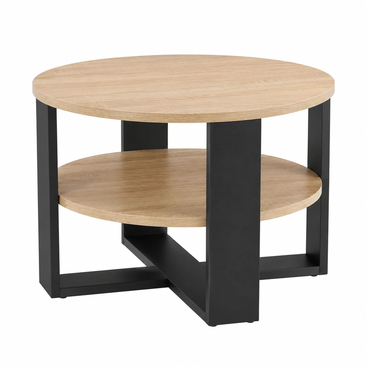 table-d-appoint-ronde-avec-etagere-a-deux-niveaux-pour-salon-blanc-et-chene-hrxoj10947nb